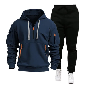 PASUXI Custom Winter Streetwear Printed 100% Cotton <b>Training</b> Tracksuits for Men Regular Fit Hoodie and <b>Trouser</b> Set - Product Image 2