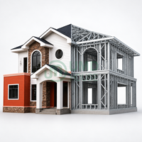 Villa moderne préfabriquée en acier léger, structure galvanisée, isolation thermique pour résidence familiale, station balnéaire