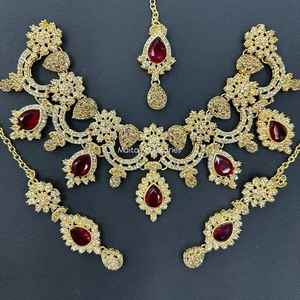 Nueva colección, conjuntos de joyería de fiesta de acero inoxidable con estilo, bordado de perlas, Jhumka Bindi, ropa de boda tradicional paquistaní - Product Image 3