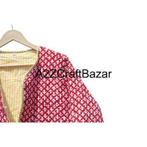 Vestes en coton matelassées réversibles pour femmes, 100% coton pur, faites à la main, à imprimé floral, pour les fêtes et les événements - Product Image 1