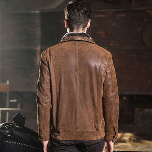 2025 Top Selling Men's <b>Genuine</b> Cowhide <b>Leather</b> Stand Collar Casual <b>Jacket</b> Plain Dyed XS for Winter OEM Manufacturer Pakistan - Product Image 5