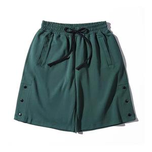 Pantalones cortos de chándal de pierna ancha con botones de tres filas, pantalones de chándal de calle holgados de algodón para hombre, pantalones cortos informales de moda para correr de baloncesto de verano - Product Image 2