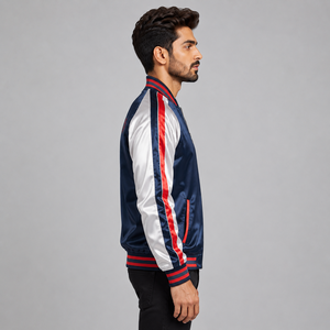 Veste en satin pour homme de haute qualité, couleur personnalisée, avec fermeture éclair, coupe-vent et respirante, streetwear pour la saison hivernale - Product Image 6
