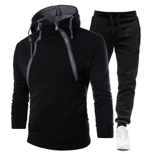 Customize High Quality Men's Fashion Hoodie Sweatpants Set High Collar Pullover Men's Sweatwear+Pants Set Top Jacket Coat - Product Image 2