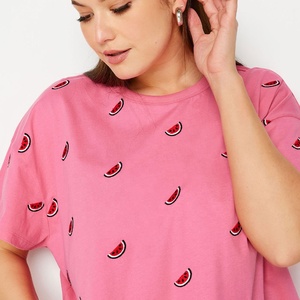 Camiseta Informal Holgada de Cuello Redondo para Mujer, Camiseta Ligera de Manga Corta, Top Moderno de Verano, Ropa al por Mayor de Marca Personalizada - Product Image 4