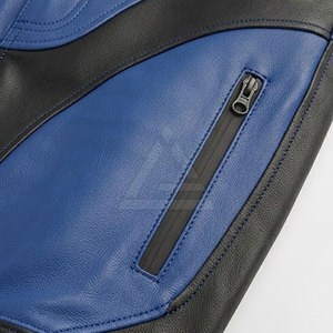 Pantalon en cuir simple pour motard, pour homme, avec poches avant, genouillères, fermetures éclair latérales et coupe confortable - Product Image 6
