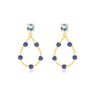 Boucle d'oreille en argent sterling 925 avec quartz fraise et pierre de lune arc-en-ciel - Product Image 2