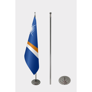 Drapeau officiel des Îles Marshall pour intérieur, 3x5 pieds, avec logo personnalisé, impression numérique, en nylon et plastique, mât de drapeau en aluminium, style fanion - Product Image 2
