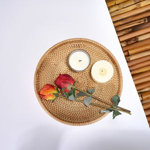 Vietnam Bambou Rond Plateaux Prix Usine À La Main Écologique Plateau de Service avec Bordure En Rotin pour Restaurant et Hôtel-SR2074 - Product Image 5