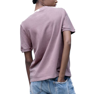 2025 printemps été à la mode femmes athlétique grande taille entraînement t-shirts Style décontracté solide uni teint court tricoté Anti-boulochage - Product Image 4