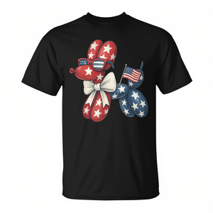 เสื้อยืดคนรักสุนัขวันที่ 4 กรกฎาคม ลายสุนัขบอลลูนรักชาติ เสื้อยืดโปรโมชั่น - Product Image 2