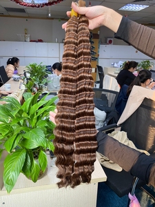 Extensiones de pelo Remy camboyano vietnamita marrón alineado cutícula natural 100% al por mayor 10 \ "-50 \" pelo crudo virgen ondulado de la trama de la piel - Product Image 5