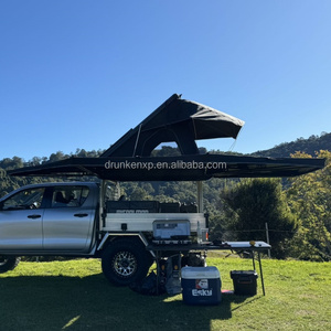 DrunkenXp Tente de toit de voiture triangulaire de 132cm de largeur Tente de toit à clapet rigide pour personne en aluminium <span class=keywords><strong>gris</strong></span> noir - Product Image 5
