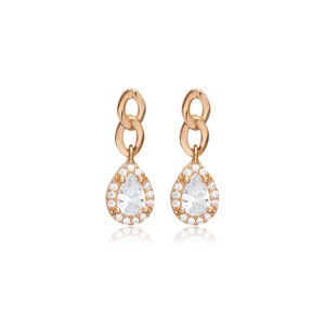 White CZ Stone Pear Design <b>Sterling</b> <b>Silver</b> <b>Stud</b> Earrings Turkish Handmade Wholesale 925 <b>Sterling</b> <b>Silver</b> Jewelry - Product Image 6