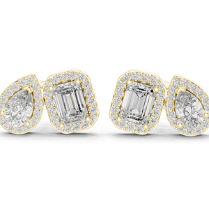 Boucles d'oreilles en diamant de laboratoire 3,906 CT, taille coussin et poire, or 18 carats, 14 carats, 10 carats et argent 925, or rose, or jaune, or blanc - Product Image 2