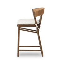 Chaises de bar en teck naturel, combinaison bois et corde avec coussin, qualité supérieure pour intérieur/extérieur - Darra
