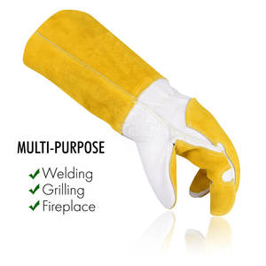 Gants de soudage en cuir de sécurité pour la construction, vente en gros, prix bas, respirants, légers, en cuir - Product Image 4