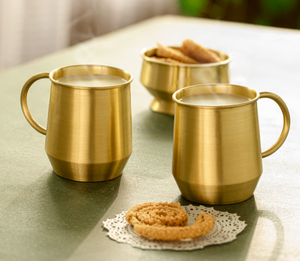 Mug à café classique en laiton pur de 200 ml, fait à la main, écologique, avec poignée, en porcelaine de qualité supérieure, impression de logo personnalisable, tasse cadeau - Product Image 1