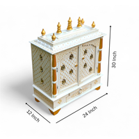 Mandir de prière artisanal en bois pour la maison, avec double porte et cloche en laiton, pour Diwali, mariage, salle de culte, mobilier spirituel