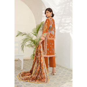 ชุดสูทคัดดาร์ 3 ชิ้นสำหรับผู้หญิง พร้อมผ้าคลุมไหล่ผ้าฝ้ายลายพิมพ์ซารี รุ่น SD-52182 - Product Image 1