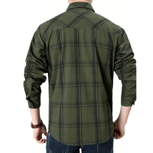 Camisas Cargo de franela de lino ligero para hombre, ropa informal táctica de manga larga de secado rápido para exteriores para verano teñido de hilo - Product Image 2