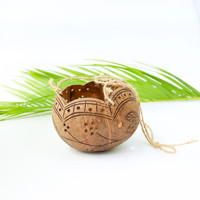 Pots en coque de noix de coco en gros avec logo GRATUIT, porte-plantes en coque de noix de coco du Vietnam