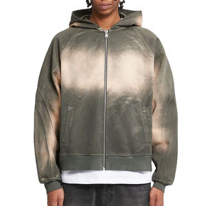 Sweats à capuche zippés pour hommes Sun Faded Logo personnalisé Poids lourd Motif imprimé Prix de gros Sweats à capuche de style unique sur la poche arrière - Product Image 1