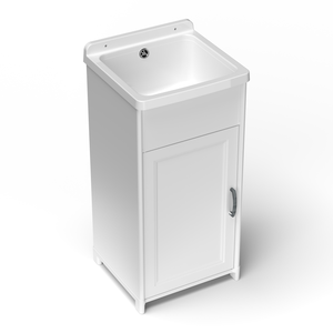 Mobile Bagno Mongardi Bianco 40L X 40P X 85H cm in Resina con Lavabo in Ceramica, da Terra, Resistente agli Acidi per Interni/Esterni - Product Image 1