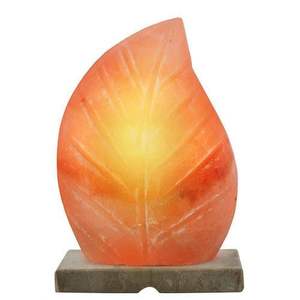 Exclusive Himalayan Pink Salt <b>Lamp</b> with Artistic Leaf Carving and Organic Wooden Base for Natural Wellness Relaxation - Product Image 6