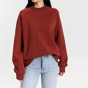 Jersey de manga larga con cuello redondo para mujer, jersey de color liso de alta calidad, ropa de calle vintage, sudadera - Product Image 1