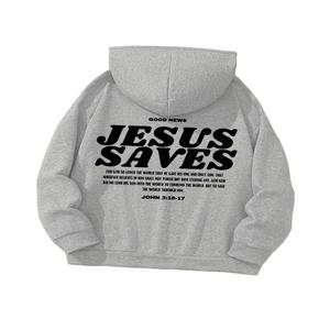 Jésus sauve lettre sweat à capuche imprimé poche décontractée manches longues cordon sweat à capuche vêtements - Product Image 2
