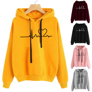 Venta al por mayor de las mujeres sudadera y Hoody señoras con capucha amor impreso Casual pulóveres niñas manga larga primavera Otoño Invierno - Product Image 1