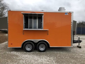 <b>Orange</b> Mobile Food Trailer Stainless Steel Food Truck Trailer Dual Axle Mobile Kitchen for Catering - Product Image 3