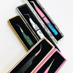 Pinzas de Extensión de Pestañas con Logotipo Plano, Pinzas de Acero Inoxidable con Punta de Fibra, Pinzas de Volumen Ruso, Embalaje de Visón Sostenible - Product Image 5