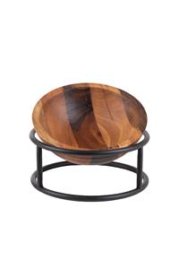 Tazón de Madera Estilo Antiguo con Base de Metal Negro, Regalo Ideal para Inauguración de Casa, Bodas, Fiestas de Buffet y Uso en la Cocina - Product Image 6