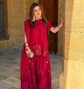 Nouvelle collection de designers modernes, ensemble salwar kameez en crêpe de soie naturelle, haut-bas-dupatta, entièrement cousu, prêt à porter, séchage rapide - Product Image 4