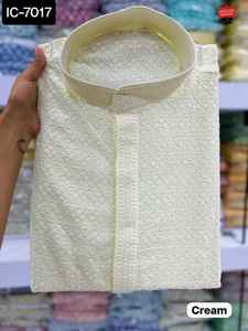 Indian Traditional Wear Chikan Work Kurta for all Beautiful Cccasions with Multiple Colors are Available for Men's Wear Kurta - Product Image 6