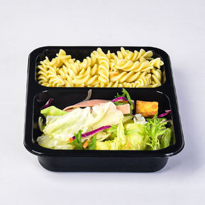 Bán buôn nhựa dùng một lần thực phẩm Takeaway container đen/trắng 2 khoang cpet thực phẩm khay cho lò - Product Image 4