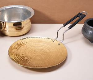 Pure Brass And Bronze Utensil Handi Kadai Thali Set Serving Spoon Ghee pot Masala Dani Spice Box Roti And <b>Dosa</b> <b>Tawa</b> - Product Image 2