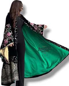 AWAIS HOUSE Plus Size Solid Ethnic Floor Length Long Sleeve Hand Beaded Lightweight Kaftan for Women-Wedding Party Evening Wear - Product Image 2