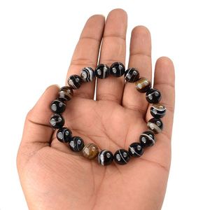 Pulsera de Cuentas Finas, Ágata Sulemani Negra Certificada de Botsuana, Cuentas Redondas de 10 mm, Cristal de Protección y Equilibrio - Product Image 3