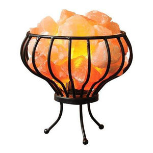 Sel de roche de l'himalaya artisanat panier en fer forgé lampe Air organique brillant morceaux naturel décoration de la maison bol artisanat naturel - Product Image 2