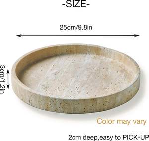 Plateau rond moderne minimaliste en travertin, table basse de décoration - Product Image 5
