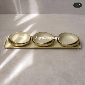 Bol de service pour en-cas en émail plaqué or de luxe, décoration de table, bol de service pour noix et dattes - Product Image 1