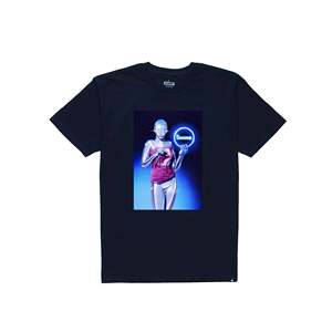 T-shirt à manches courtes pour homme, taille XL, imprimé robot sexy Sorayama, 100% coton respirant, coupe ample, avec logo, bleu marine - Product Image 1