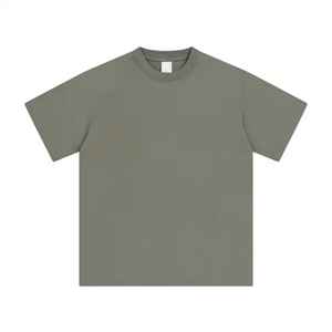 Camiseta de algodón de manga corta con logotipo de diseñador, Camiseta de algodón de gran tamaño con estampado gráfico Vintage de peso pesado para hombre - Product Image 2