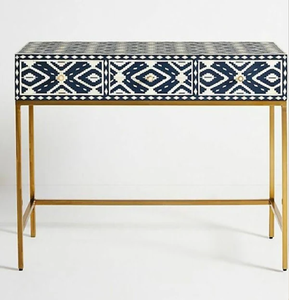 Luxueux Gris Blanc Floral Os Incrustation Véritable Console Table pour Salon Inde Haute Élégante Table Console au Prix de Gros - Product Image 2