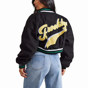 Chaquetas universitarias de béisbol de manga larga con últimos diseños personalizados al por mayor en blanco para mujer - Product Image 2