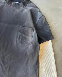 เสื้อยืดแขนยาวพิมพ์ลายทรงหลวมเสื้อยืดผ้าฝ้าย100% คอกลมกระเป๋าหน้า2ชั้นซักได้ - Product Image 5