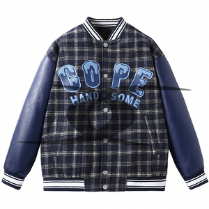 Veste universitaire d'hiver avec logo personnalisé pour hommes, manches en cuir de mouton, manches en cuir Letterman avec broderie en chenille et sublimation - Product Image 1